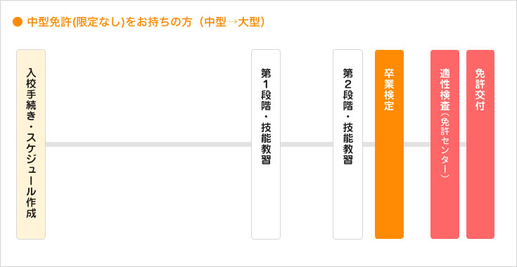 中型免許（限定なし）をお持ちの方の流れ